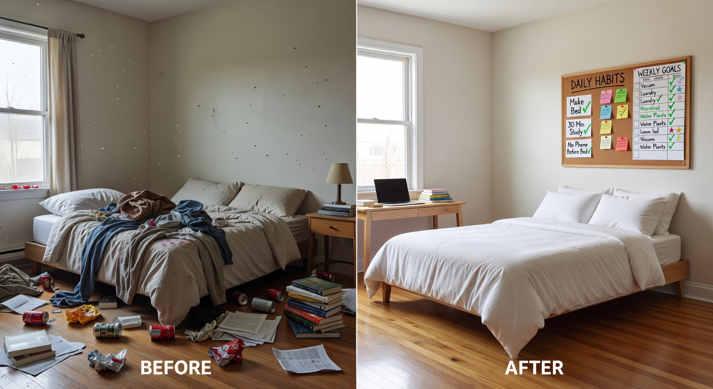 Tidy habits before and after